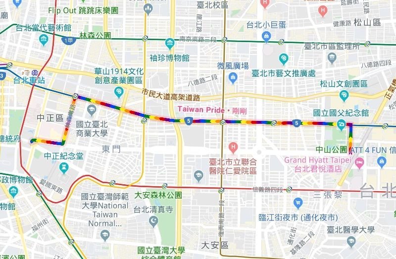 Đài Loan diễn ra cuộc diễu hành của cộng đồng LGBT, trên bản đồ Google xuất hiện tuyến đường cầu vồng