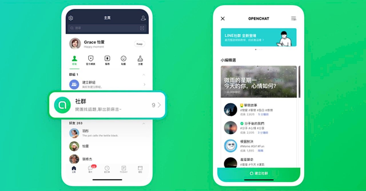 Chức năng nhóm cộng đồng LINE ra mắt tại Đài Loan, có phiên bản dùng cho máy vi tính và có chức năng thu hồi tin nhắn