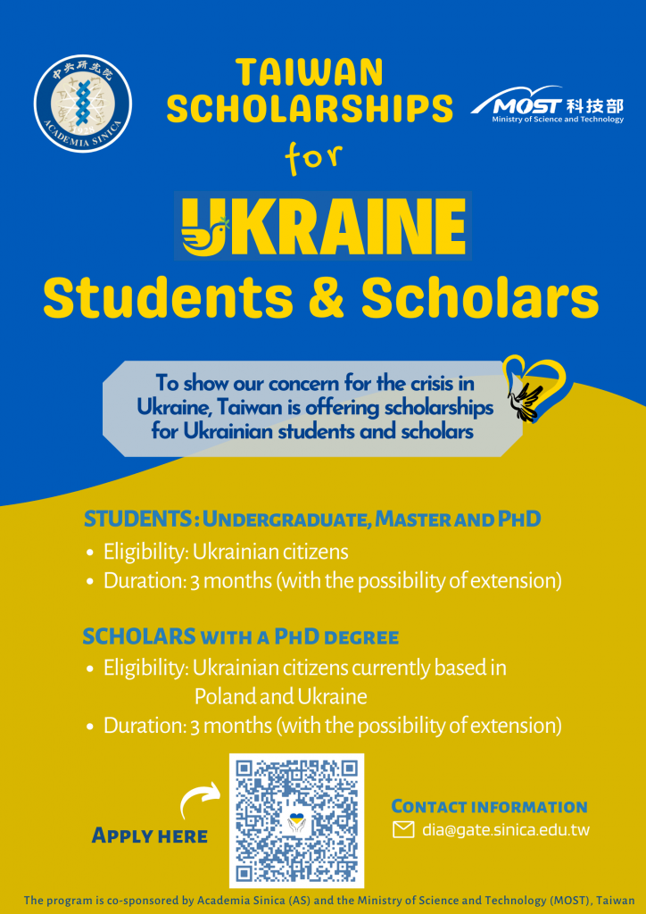 12 người Ukraine nhận học bổng của Viện Nghiên cứu Trung ương sẽ lần lượt đến Đài Loan