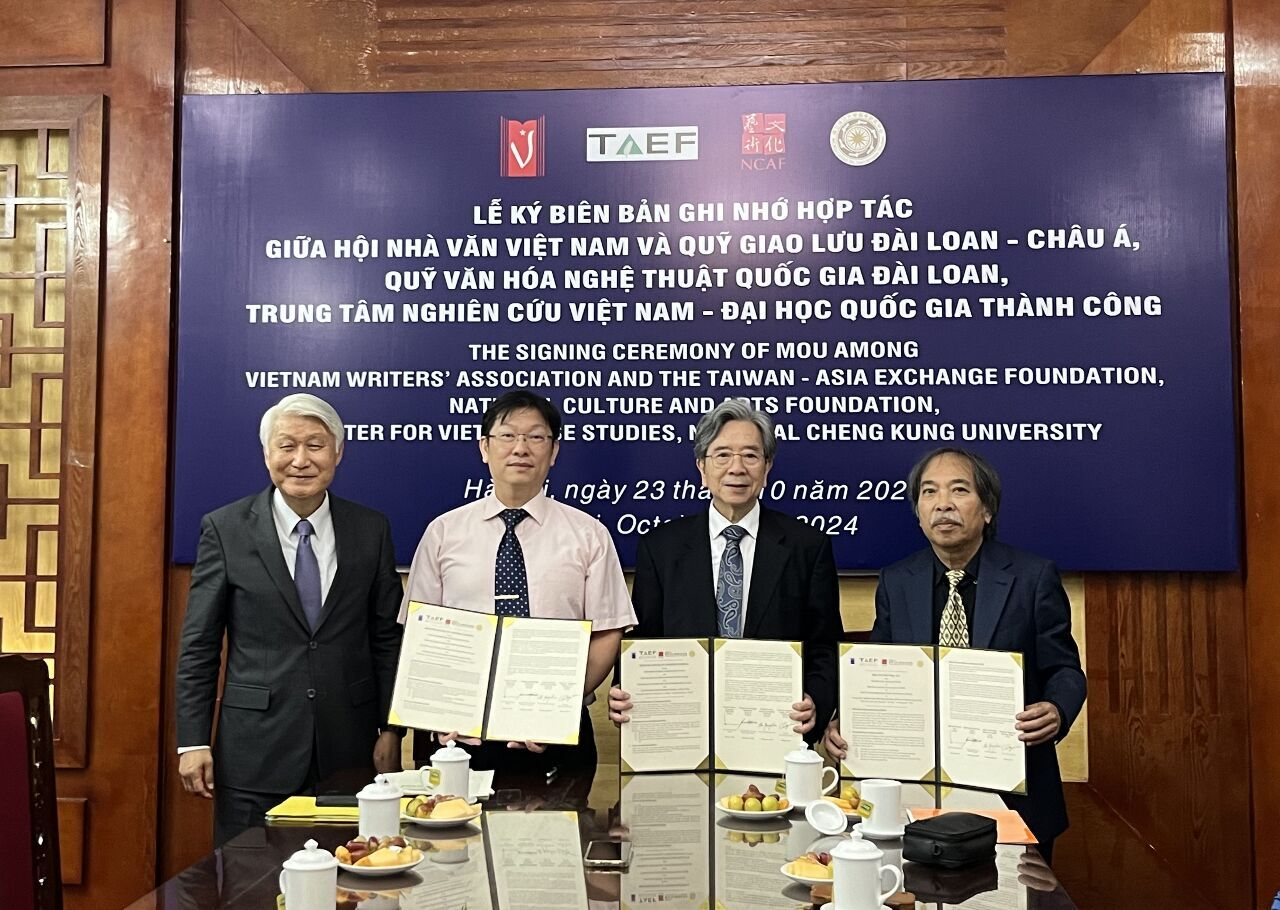 Kết nối giao lưu văn hóa nghệ thuật. Đài Loan và Việt Nam ký kết hợp tác với Hội Nhà Văn Việt Nam và Viện Hàn lâm khoa học Xã hội Việt Nam
