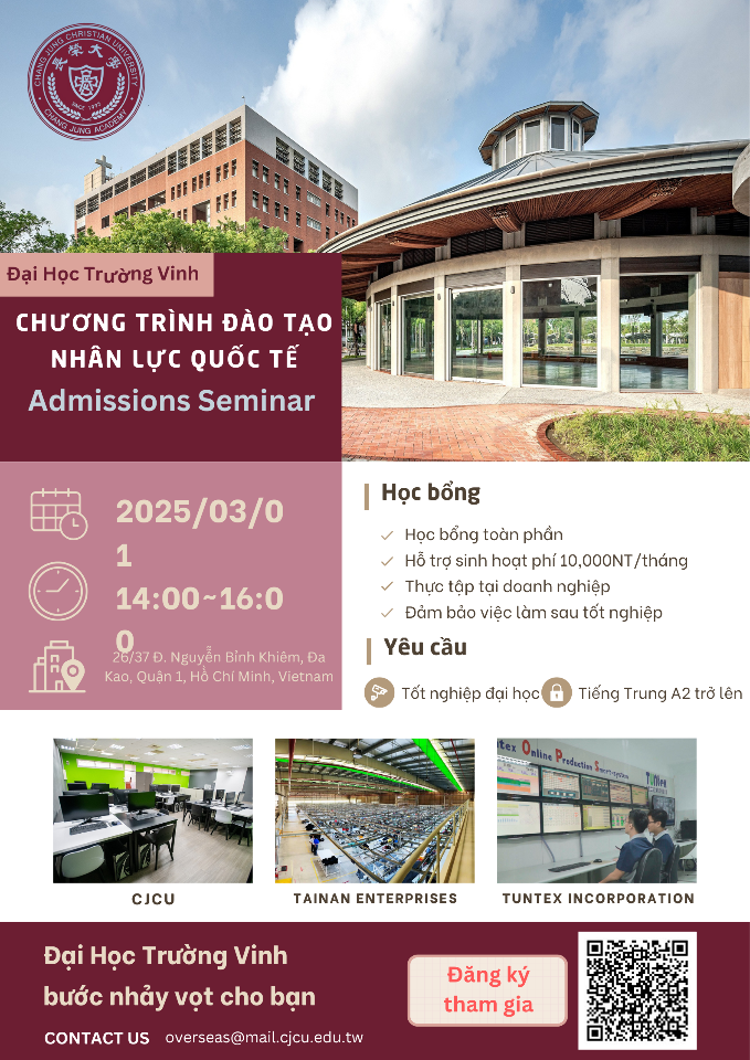 Hoạt động giới thiệu về lớp Chuyên ban kiểu mới của trường Đại học Trường Vinh sẽ diễn ra vào ngày 1/3 tại Tp. HCM. (Ảnh: CJCU)
